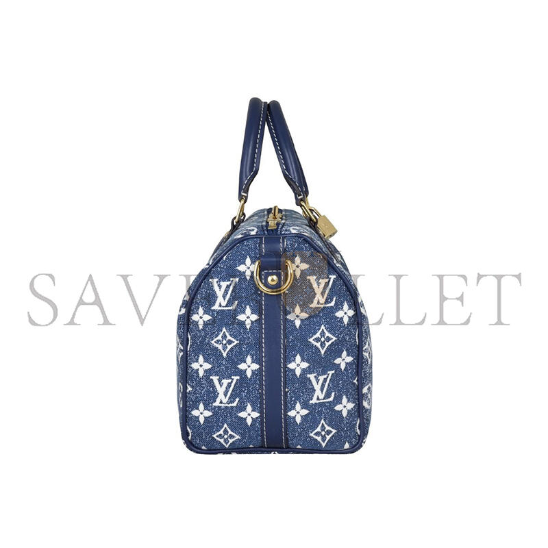 LOUIS VUITTON DENIM MONOGRAM JACQUARD SPEEDY BANDOULIERE 25 BLEU M59609 (25*19*15cm)